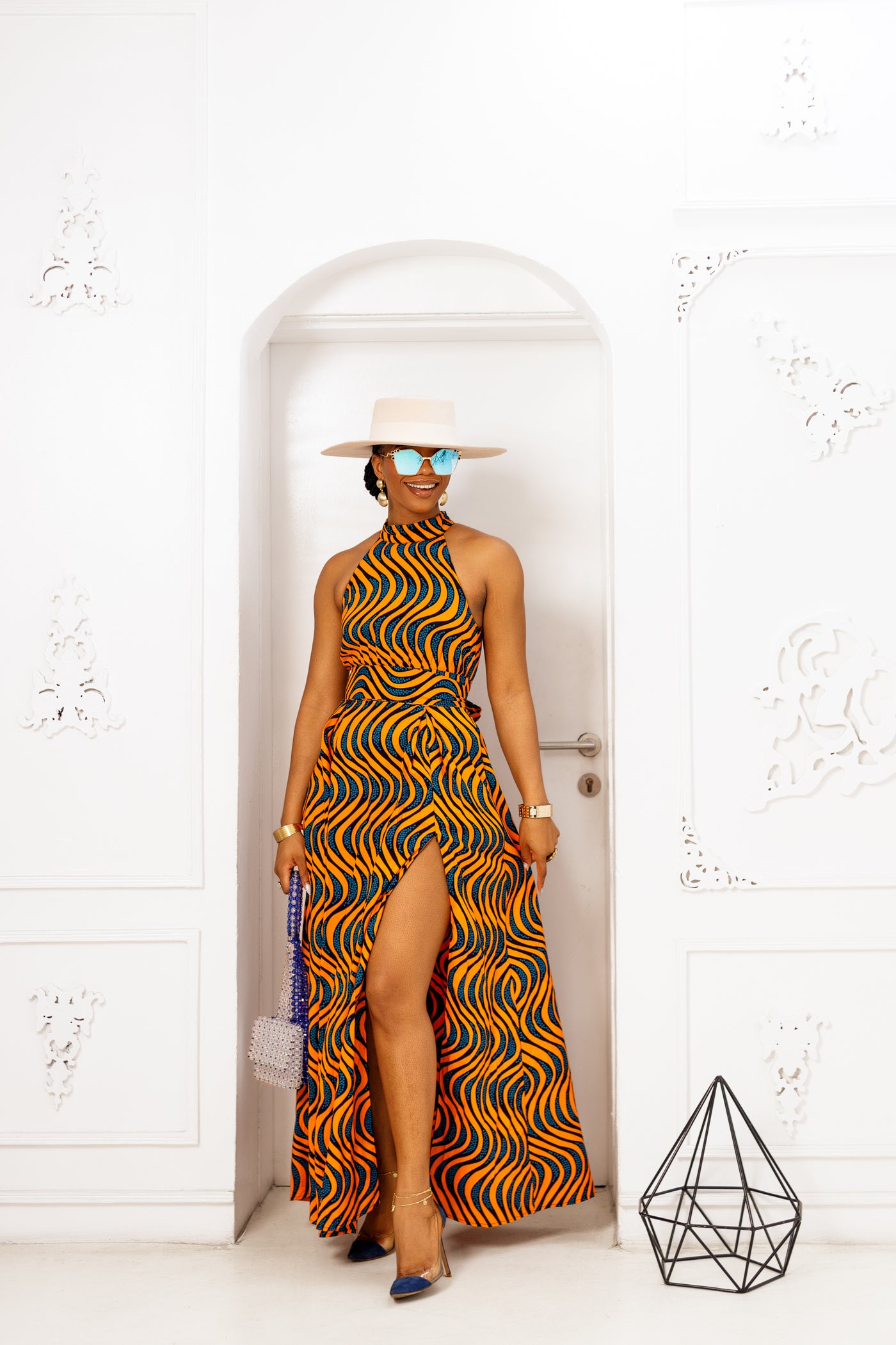 NYLA AFRICAN PRINT MAXI DRESS [ORANGE]