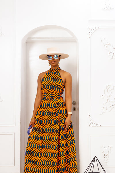 NYLA AFRICAN PRINT MAXI DRESS [ORANGE]