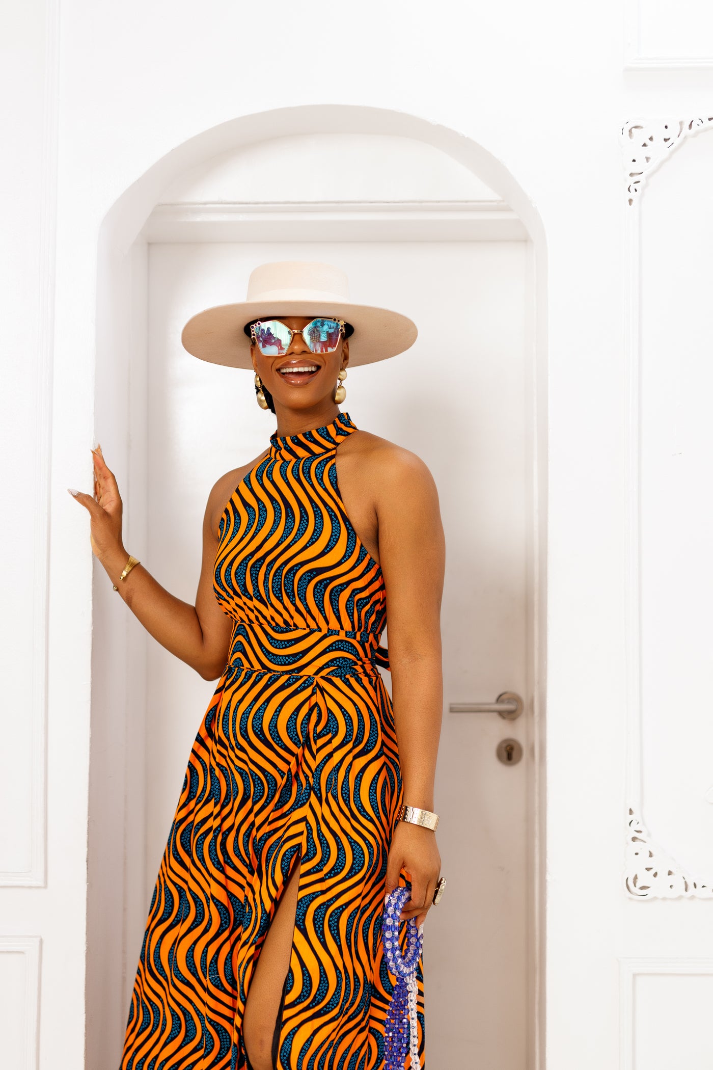 NYLA AFRICAN PRINT MAXI DRESS [ORANGE]