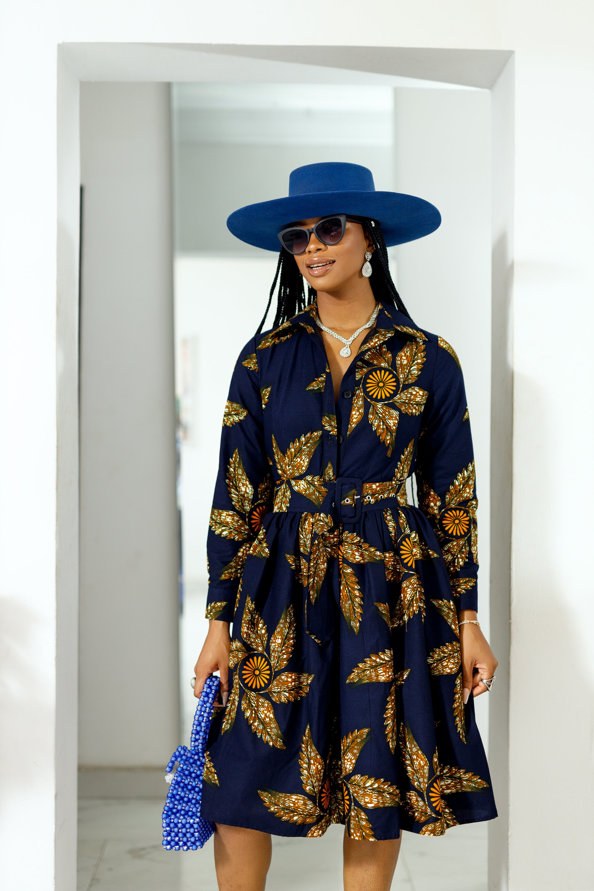 Navy blue 2025 african print dresses