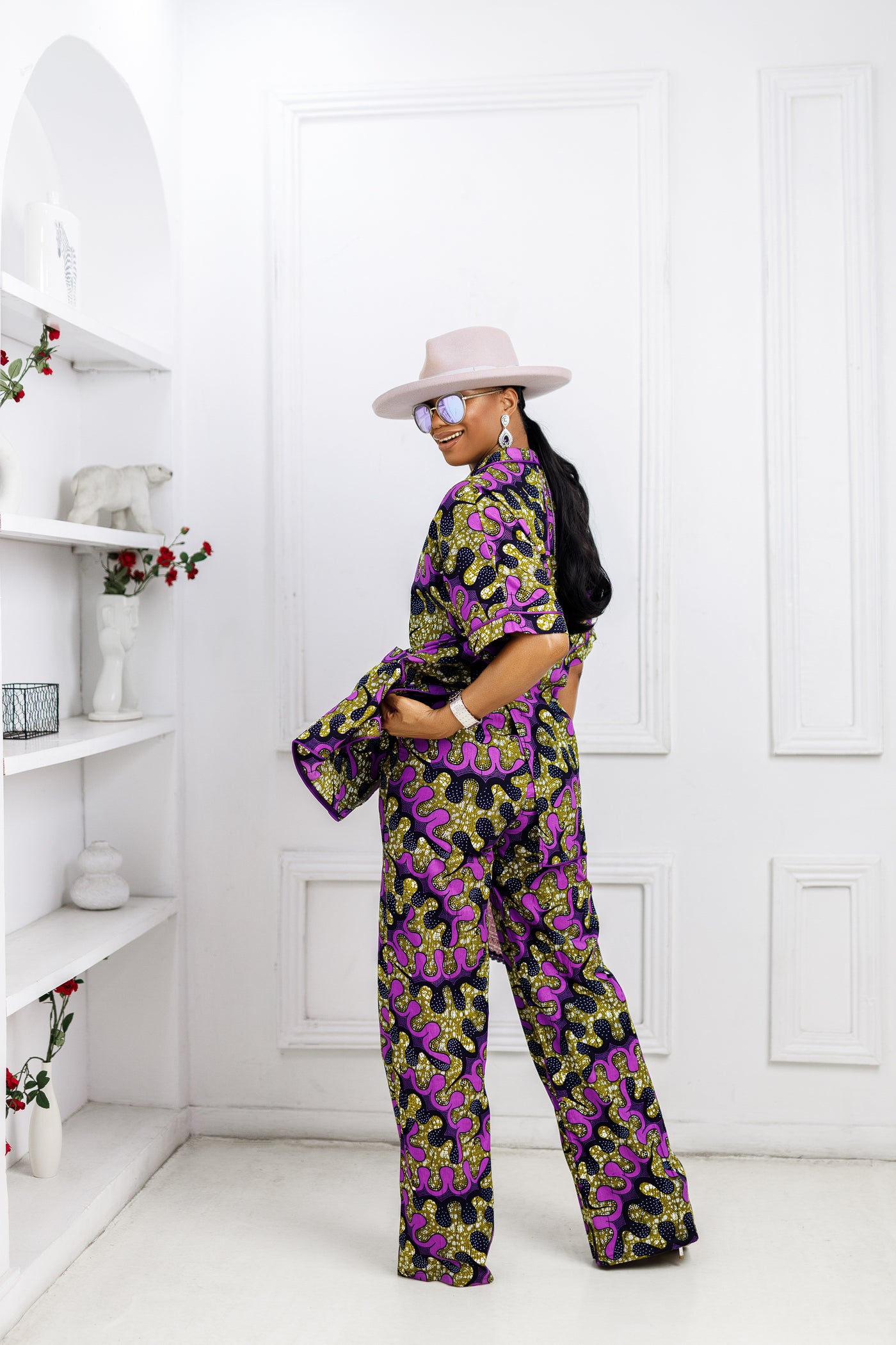 LARA AFRICAN PRINT SHIRT SET [PURPLE]