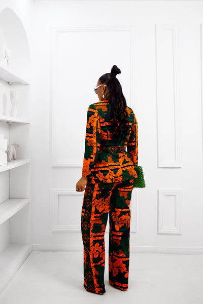 ZYLA AFRICAN PRINT SUIT SET [ORANGE]