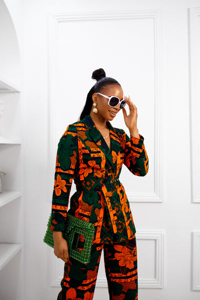 ZYLA AFRICAN PRINT SUIT SET [ORANGE]