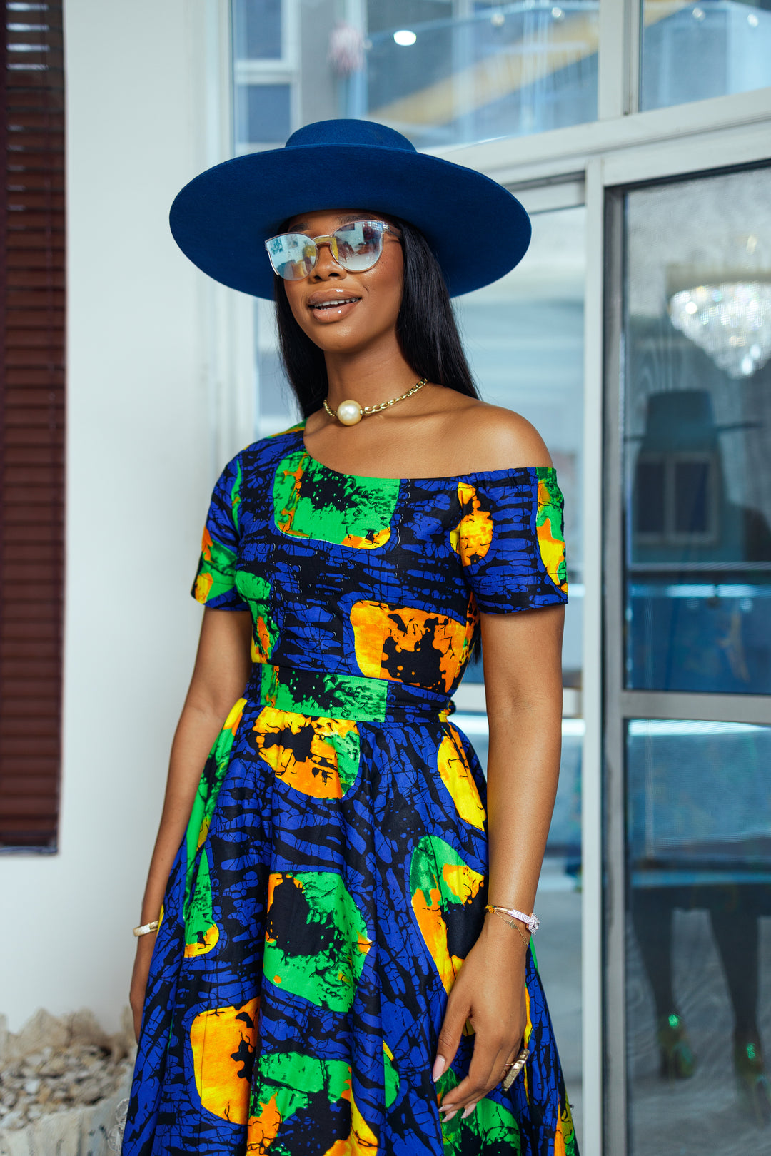 IMANI AFRICAN PRINT OFF SHOULDER DRESS