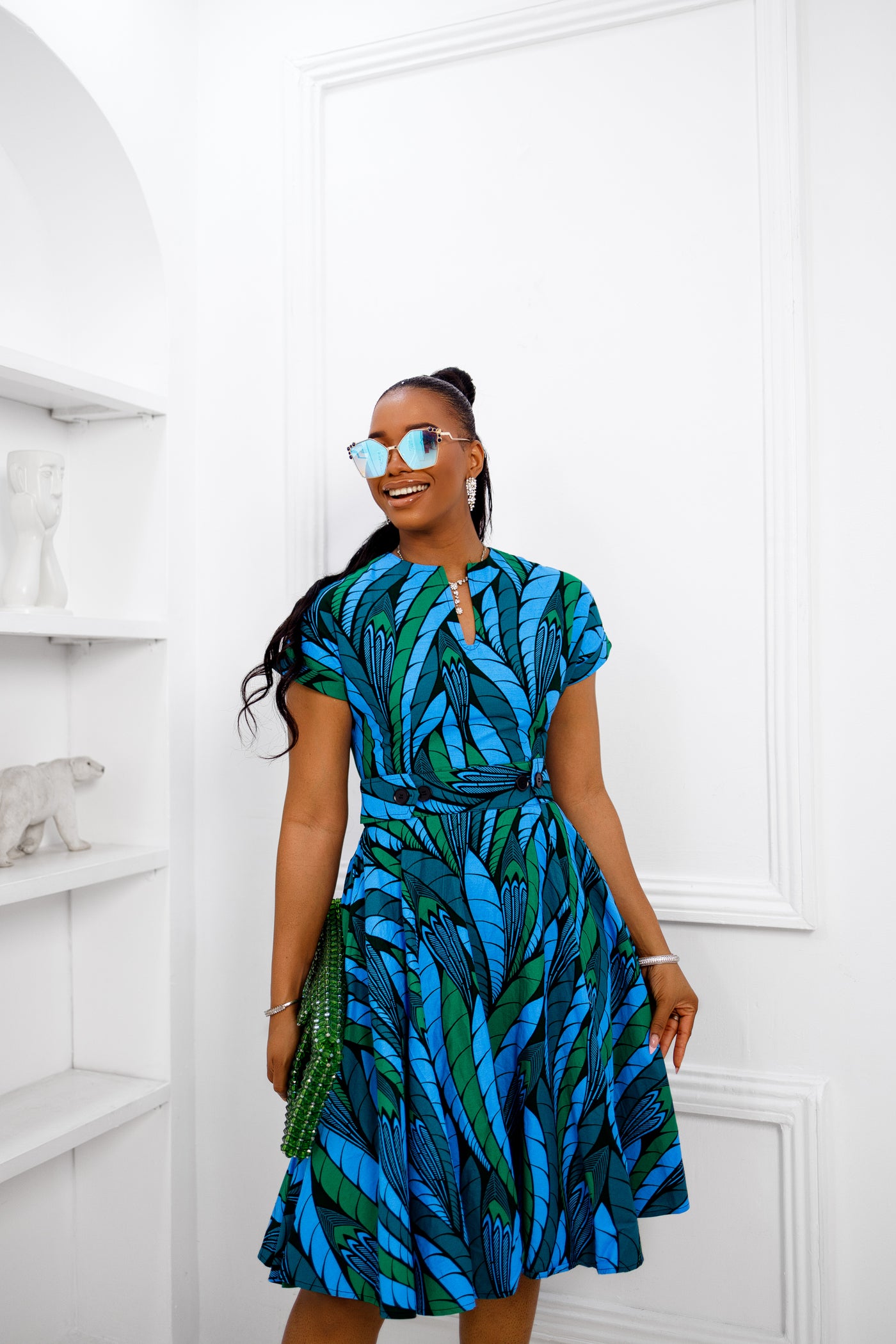 GINA AFRICAN PRINT DRESS [BLUE]