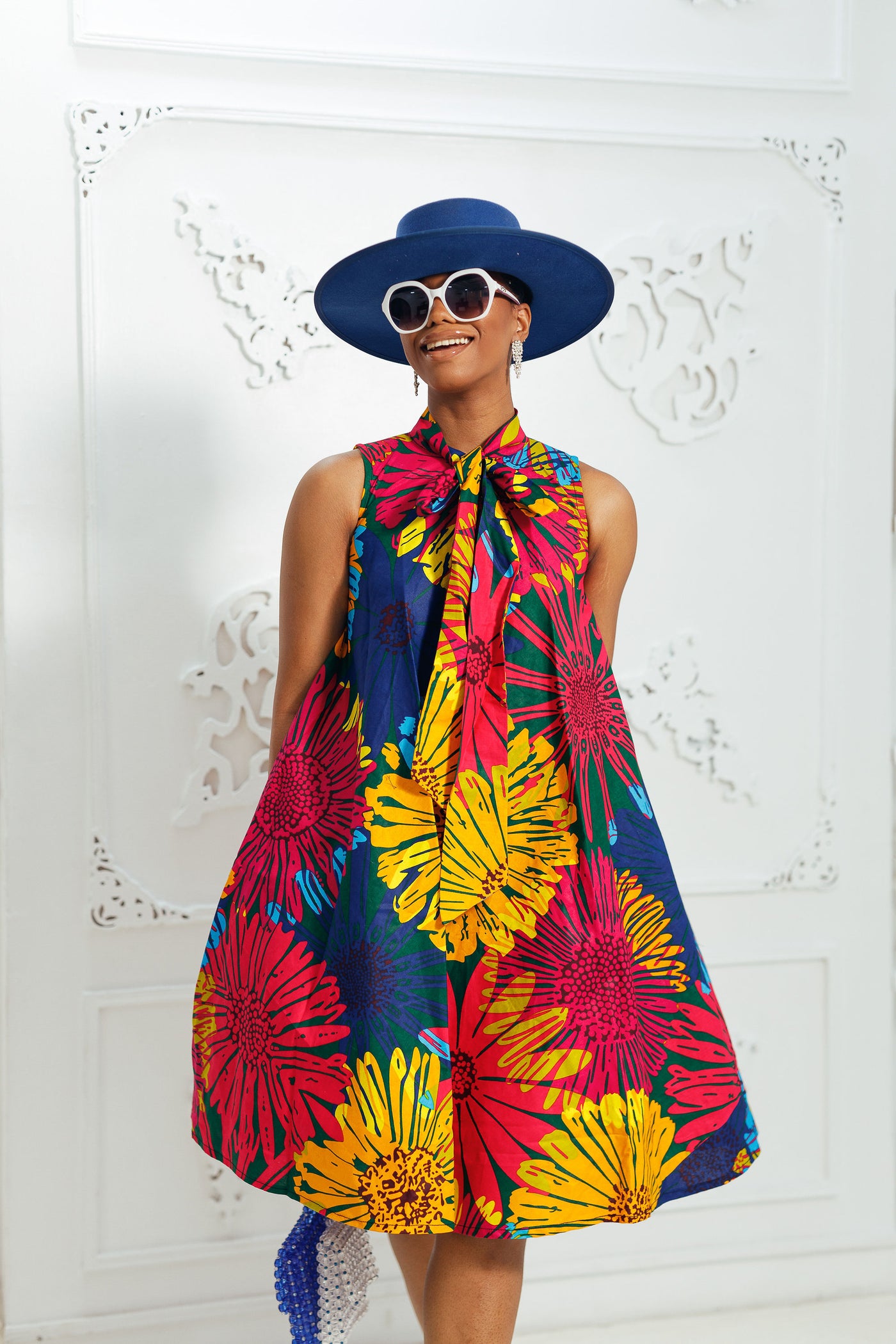 FLORENCE AFRICAN PRINT LOOSE FIT SLEEVELESS DRESS [MULTICOLOR]