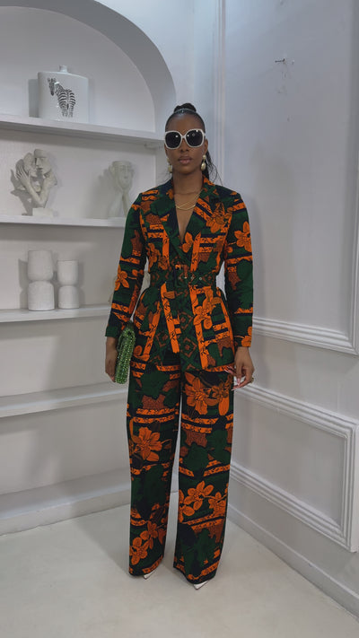 ZYLA AFRICAN PRINT SUIT SET [ORANGE]