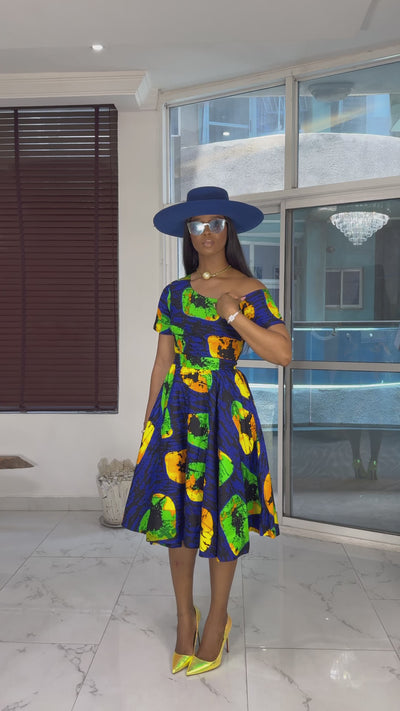 IMANI AFRICAN PRINT OFF SHOULDER DRESS