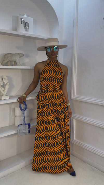 NYLA AFRICAN PRINT MAXI DRESS [ORANGE]