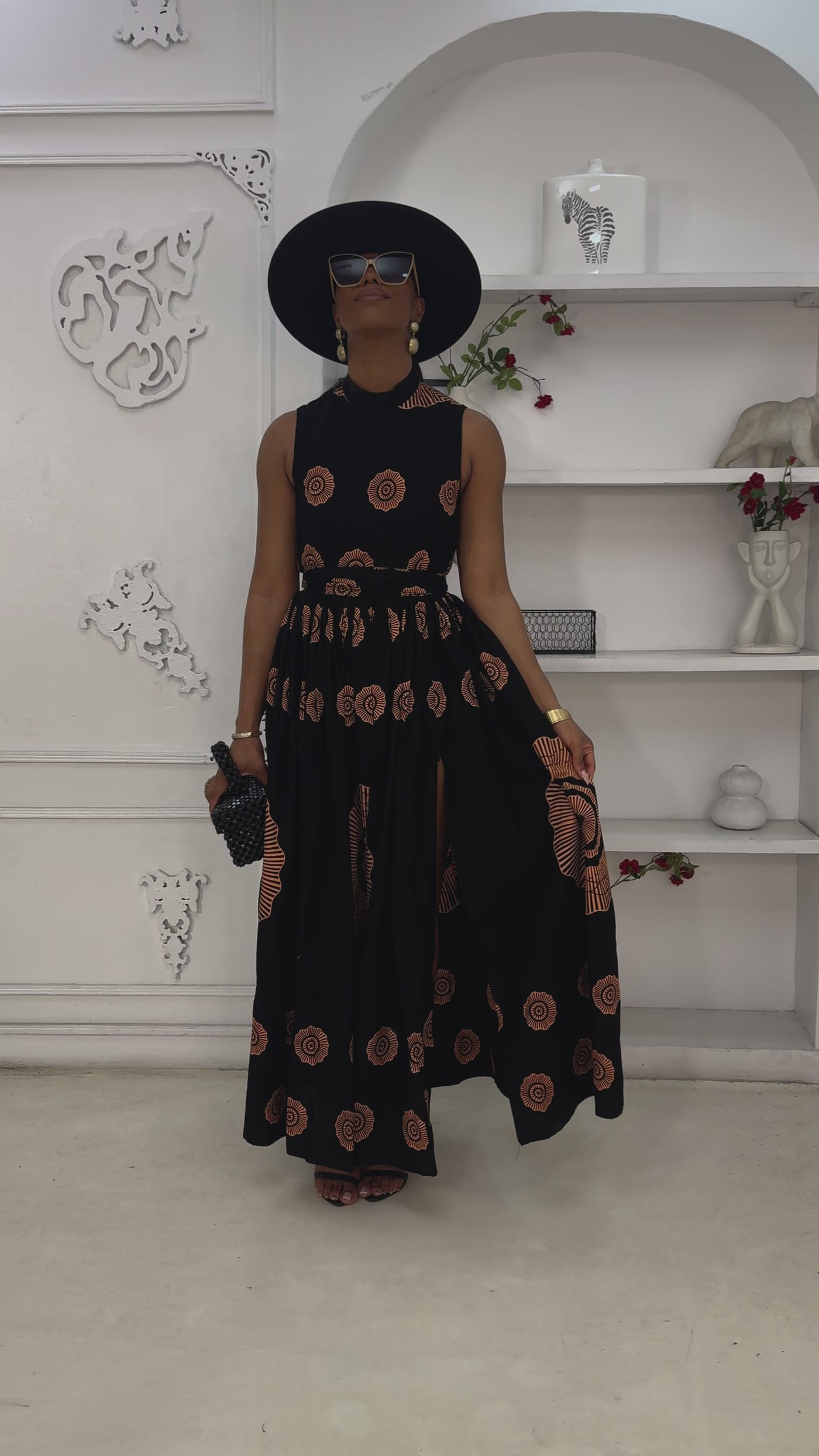 TARA AFRICAN PRINT MAXI SLEEVELESS DRESS